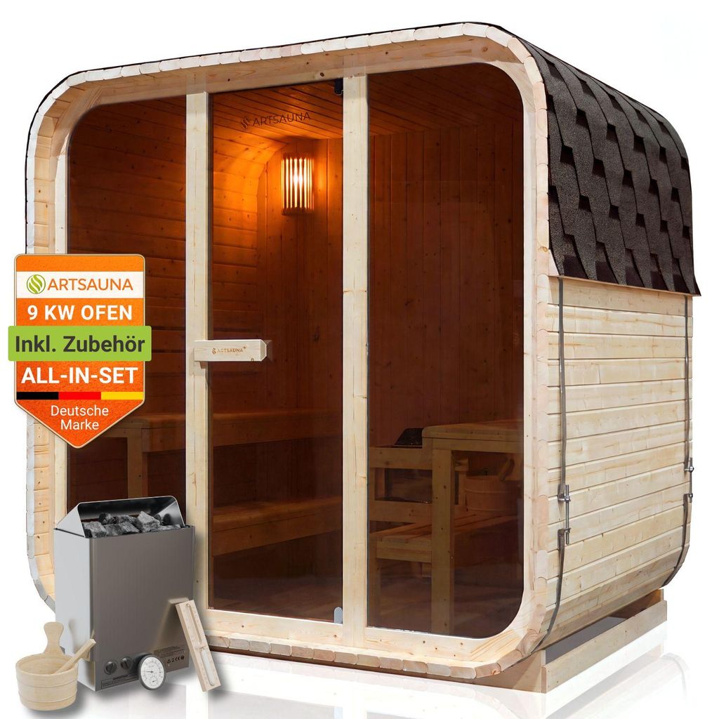 Artsauna Cube Fasssauna Fjora L für 6 Personen, mit 9kW Produktbild 