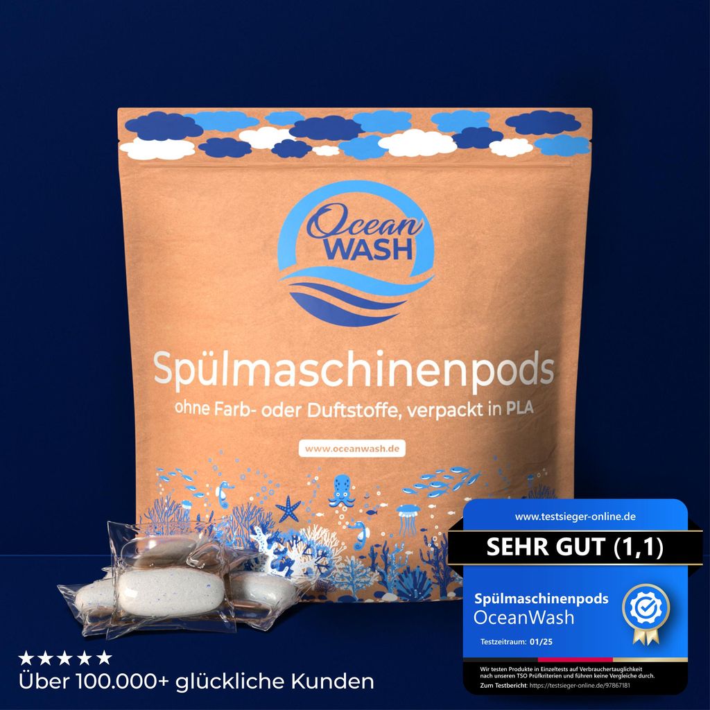 OceanWash Spülmaschinenpods 64 Spülgänge ohne gefährliche Produktbild 