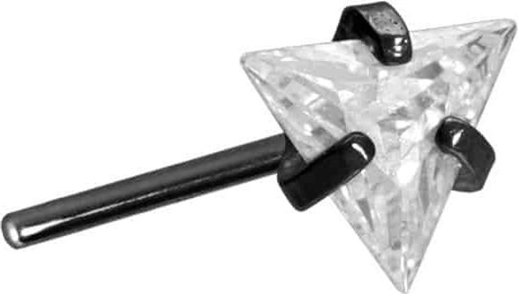 Piercing-Zubehör Titan Aufsatz mit Push Pin EINGEFASSTES KRISTALLDREIECK