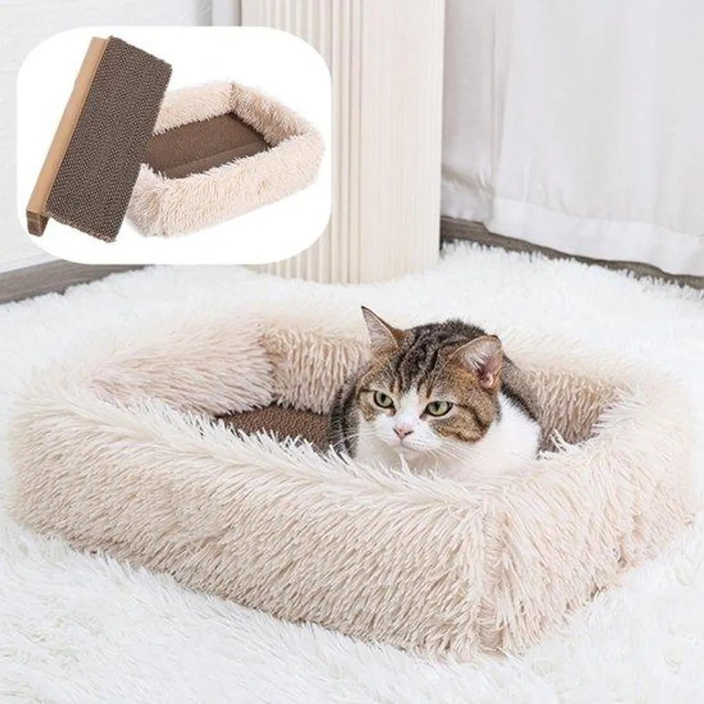 Arbre à chat avec lit douillet en peluche pour protéger vos meubles