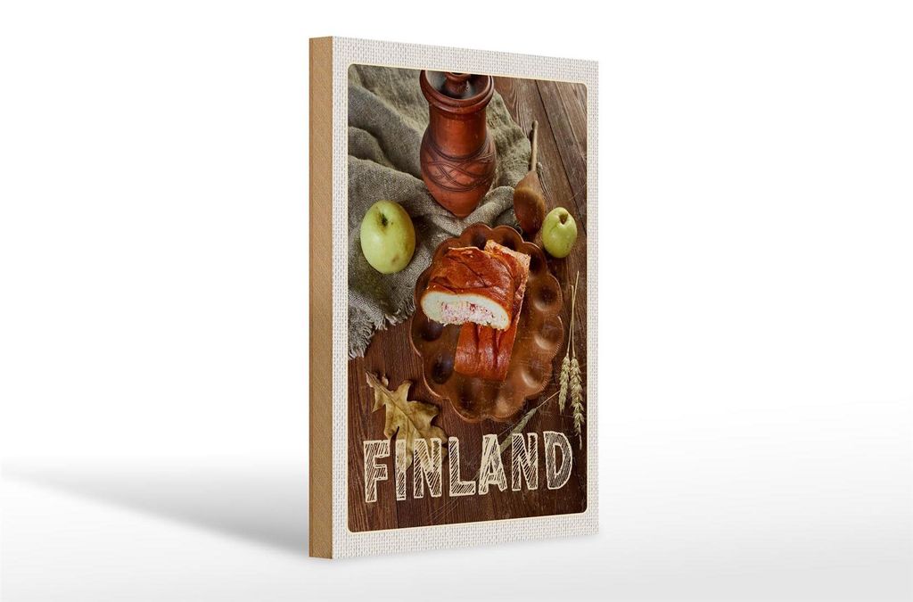 Holzschild Reise 20x30cm Finnland Weihnachten Delikatesse