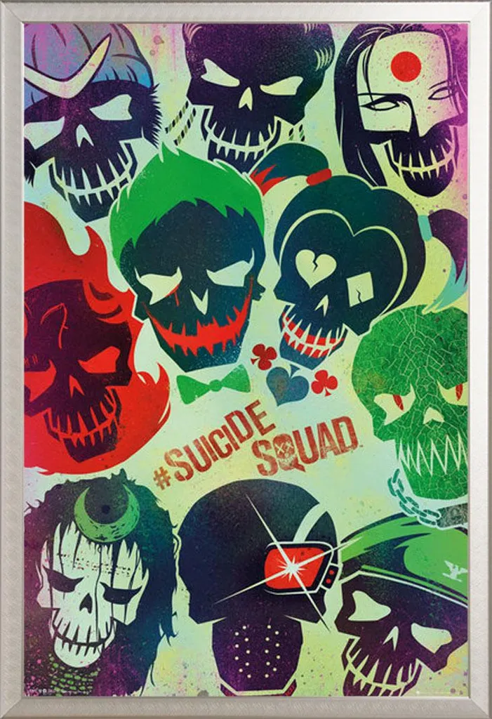 Arredo Cinema: Poster Suicide Squad Framed Cornice Alluminio Argento