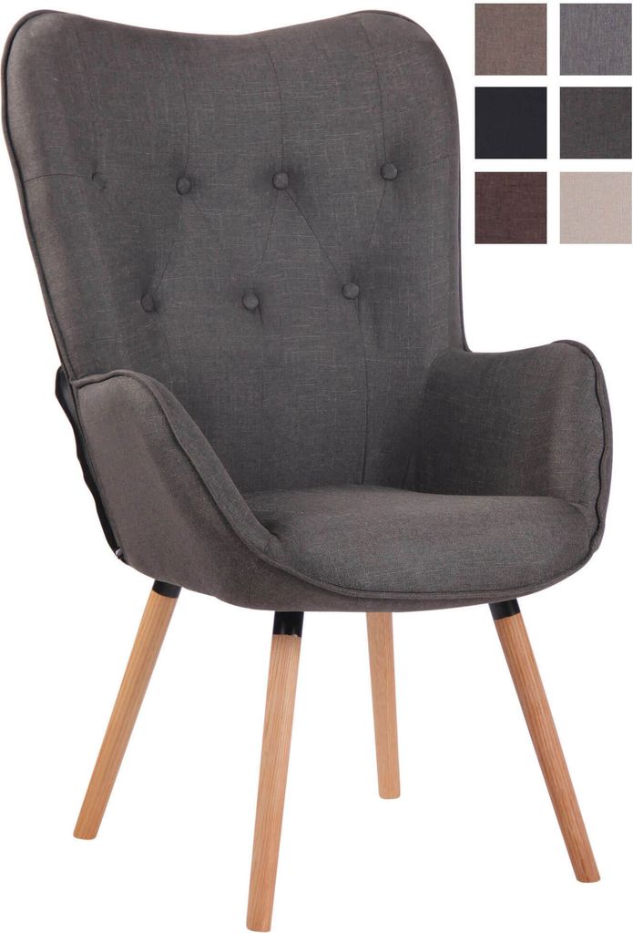 CLP Lounger Ashford Stoff mit Eichenholzgestell,dunkelgrau natur