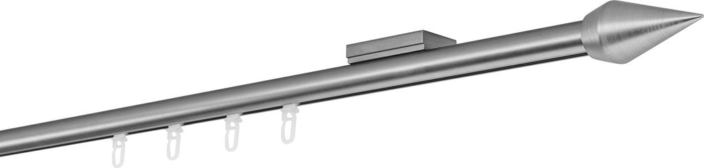 Gardinenstange Maß Innenlauf 20mm Kegel 1-lauf Decke Farbe: Edelstahl-Optik, Größe: 190cm