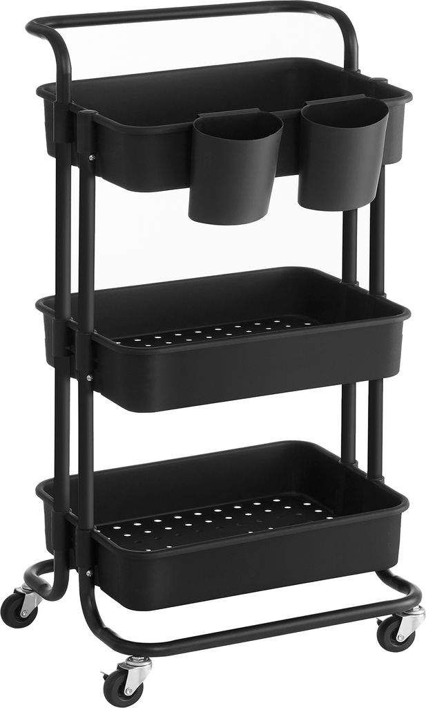 Rollwagen, 3 Ebenen, Servierwagen, 2 Bremsen, Ablagefächer Produktbild 