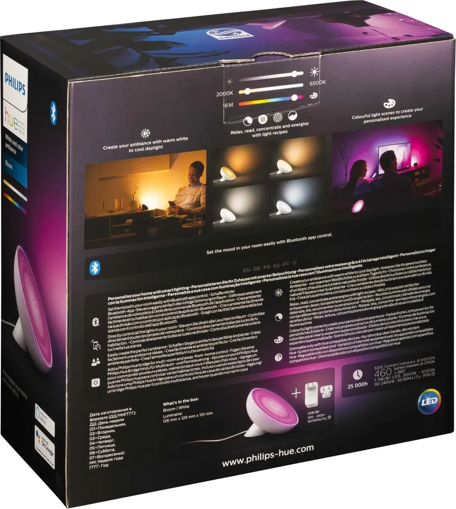 Philips Hue Bloom Lampe de table blanche LED connectée White & Color Ambiance - 4