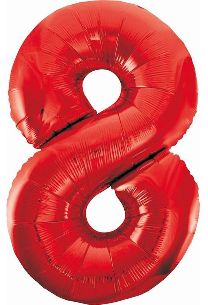 Pallone in foil XL numero 8 rosso 85 cm Immagine del prodotto 