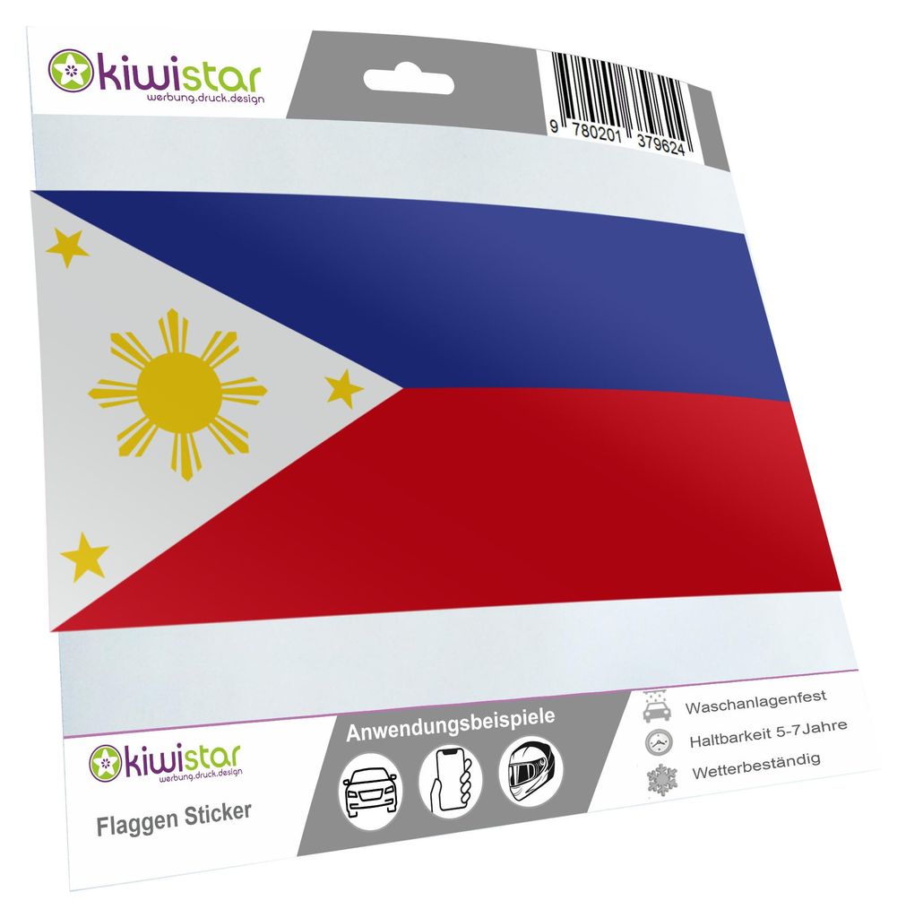 Kiwistar - Autoaufkleber Sticker Fahne Flagge Aufkleber 15cm Philippinen laminiert