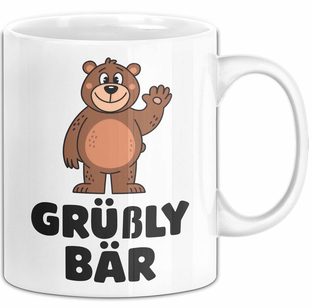 Bär Tierliebhaber Tasse Geschenk Lustige Geschenkidee Spruch Grüßly Bär (Weiß)