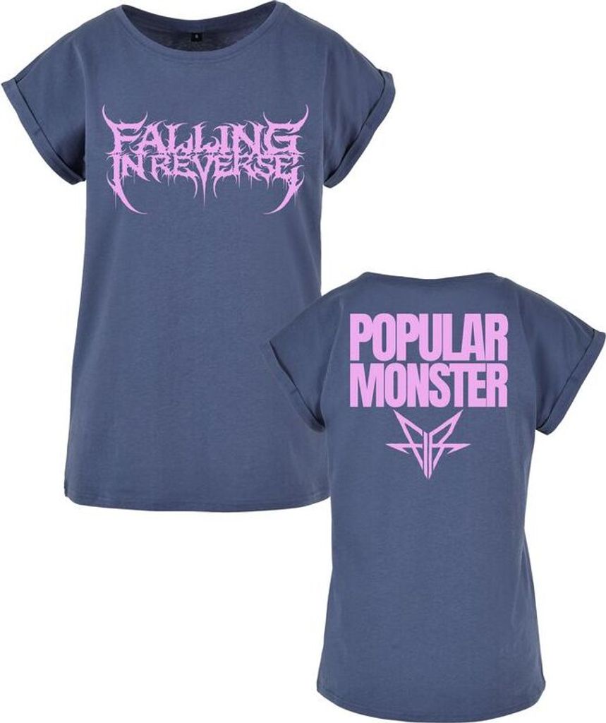 Falling In Reverse T-Shirt Damen Popular Monster Text blau L