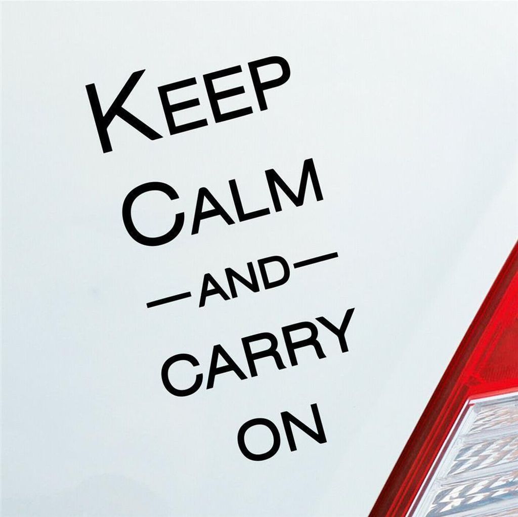 Auto Aufkleber Keep calm and carry on Tuning 15x7,5 cm Schwarz Matt Sticker Heckscheibenaufkleber