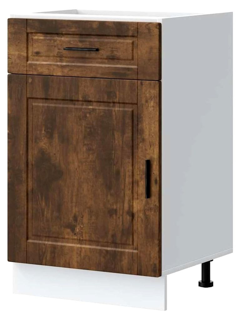 Tomostar Küchenunterschrank, Küchenschrank, Portweiche, Raucheiche, Holz, 50 x 46 x 81,5 cm