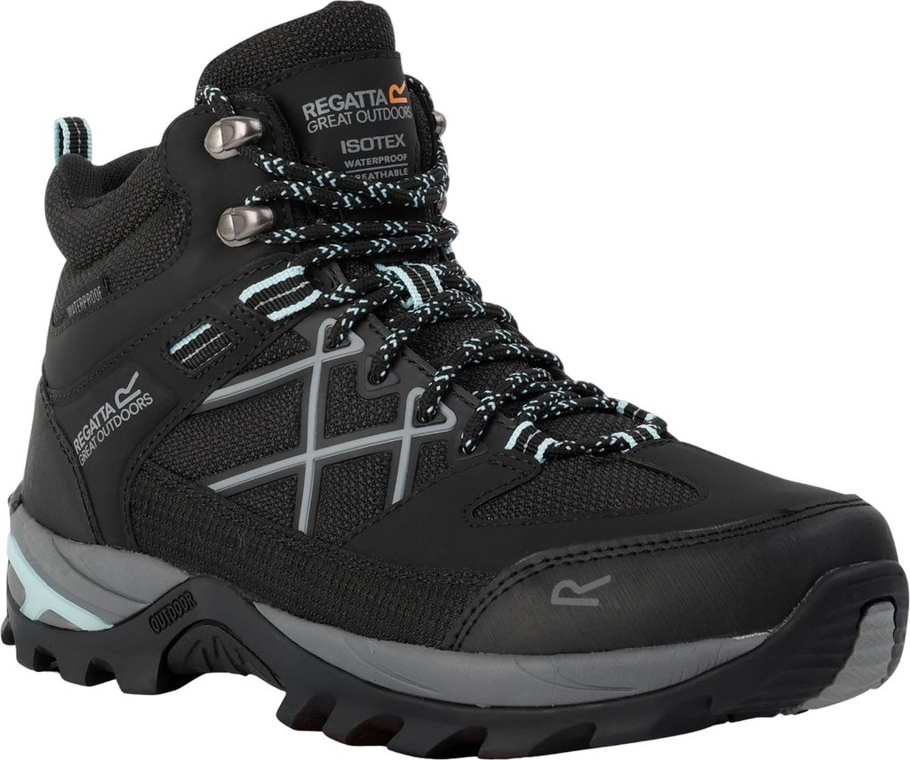 Regatta - Damen Wanderstiefel "Samaris III" RG10015 (42 EU) (Schwarz/Gebleichtes Türkis)