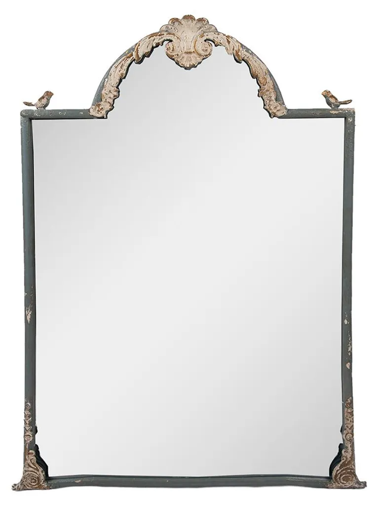 Grand Miroir Mural en Métal Bleu 60x91 cm pour Décoration Intérieure