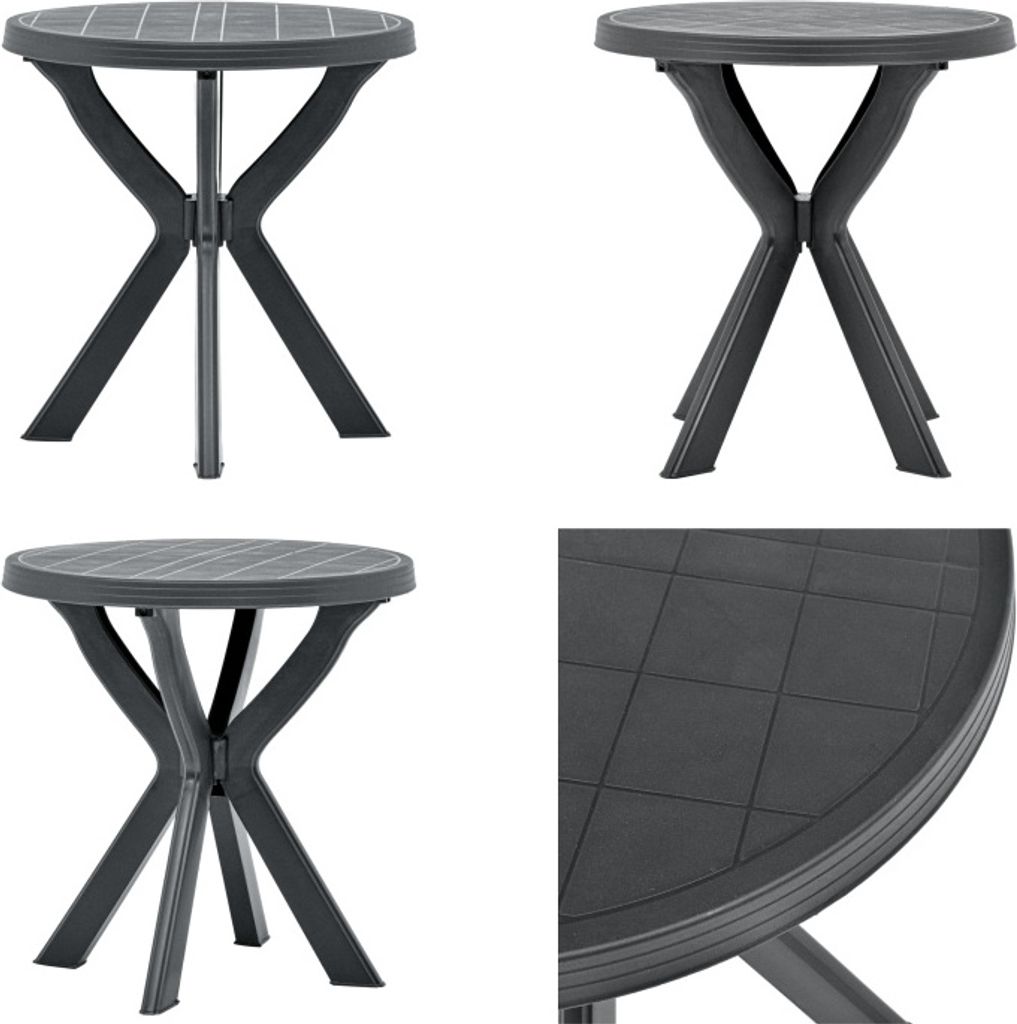 vidaXL Bistrotisch Anthrazit Ø70 cm Kunststoff - Gartentisch - Gartentische - Bistrotisch - Bistrotische