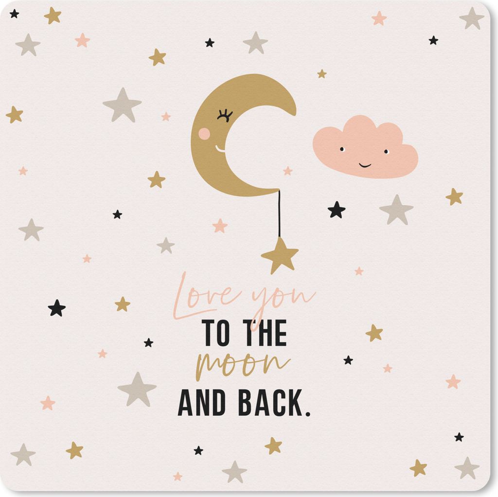 MuchoWow Mauspad Mousepad Liebe dich bis zum Mond und zurück - Zitate - Sprichwörter - Kinder - Baby - Mädchen 30x30 cm - Mousepads - Maus Mat...