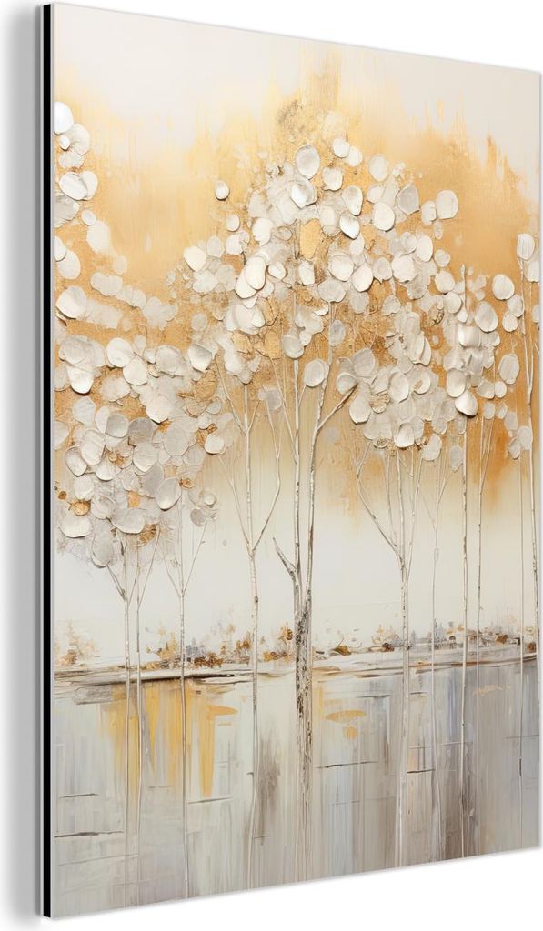 MuchoWow Wanddekoration Metall Metallbild Wandkunst 90x120 cm Bäume - Kunst - Acryl - Natur MuchoWow Aluminium Gemälde - Industrial