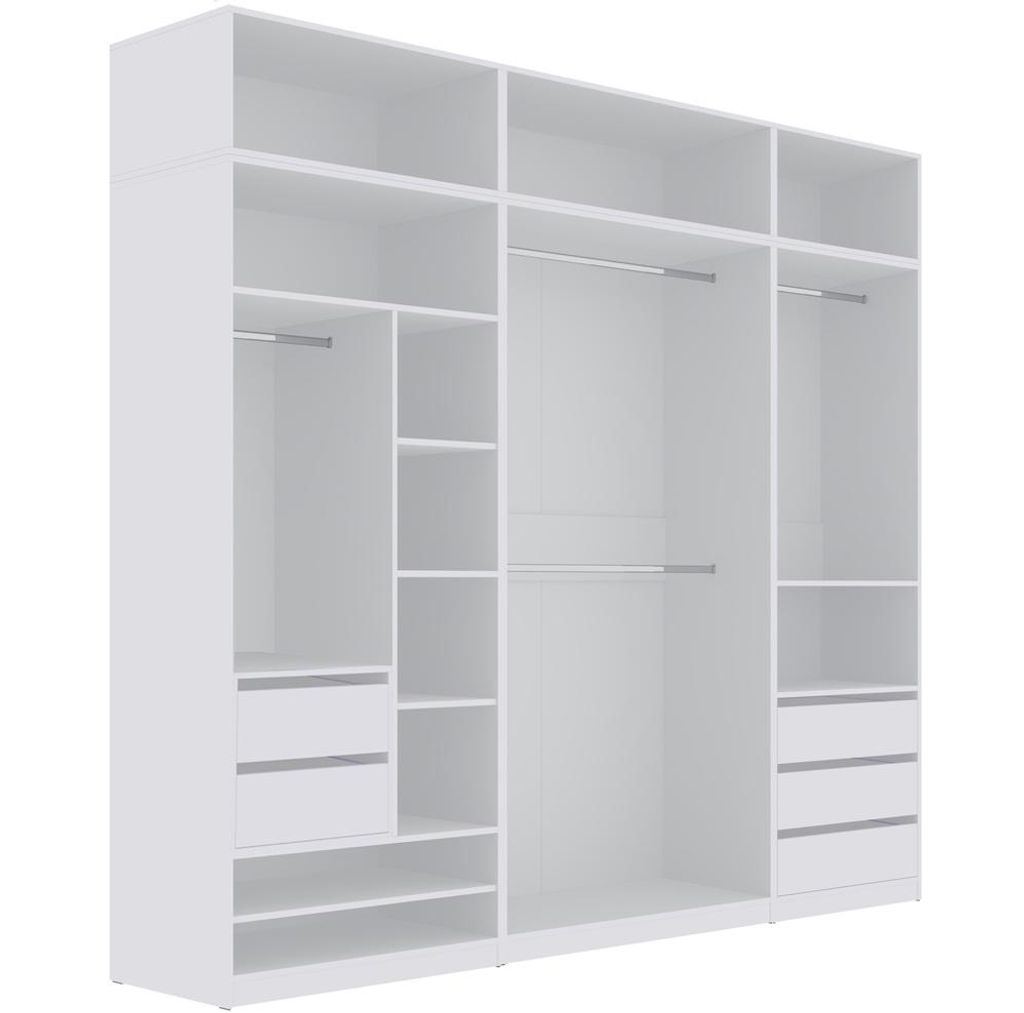 Marmex Garderoben-Set mit Aufsätzen TRES D/N Weiß offener Kleiderschrank 250x246x51 cm