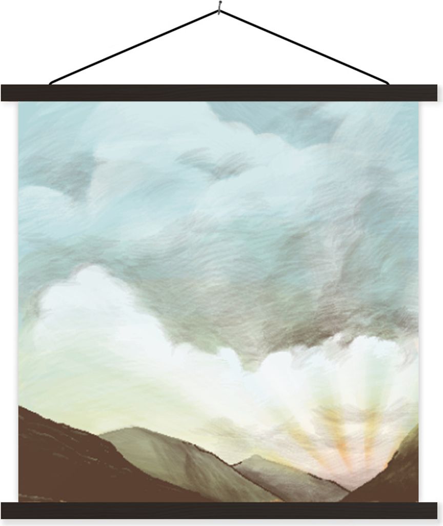 MuchoWow Textilposter Himmel - Berg - Farben 60x60 cm mit schwarzem Rahmen - Posteraufhänger