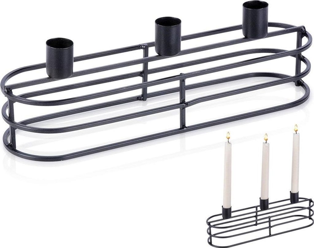 Elegancki czarny metalowy świecznik na trzy świece Zdjęcie produktu 