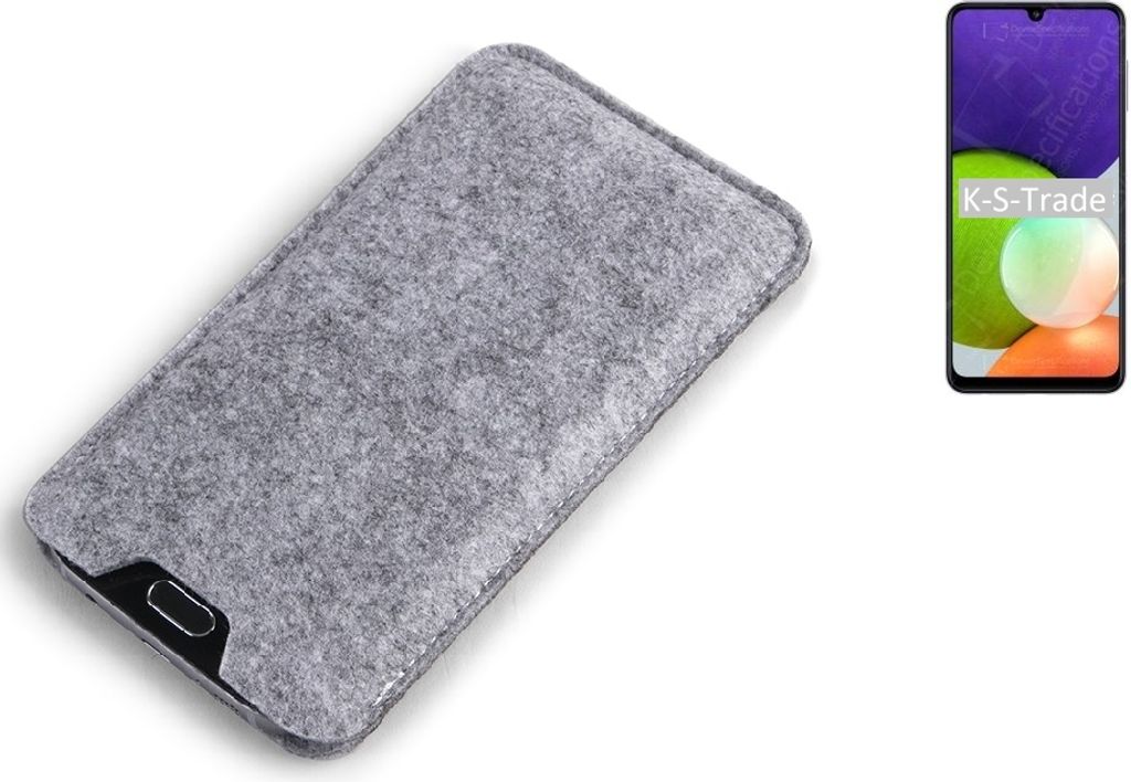 K-S-Trade Filz Handyhülle kompatibel mit Samsung Galaxy A22 Schutzhülle Filztasche Filz Tasche Case Sleeve Handy Hülle Filzhülle grau