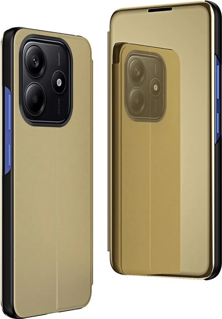RanTuo Cover per Xiaomi Redmi Note 13 4G, Specchio Traslucido Ultrasottile + Custodia Smart Flip Pelle PU, con Staffa, Custodia per Xiaomi Redmi Note 13 4G.(Oro