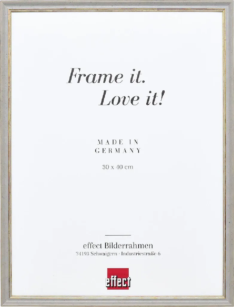 Effetto cornice in legno massiccio Profilo 25 grigio 18x27 cm Vetro Museum