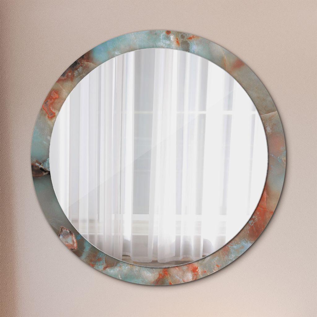 Spiegel - Mirror zum Wandspiegel Schlafzimmer – Schminkspiegel- Onyx Murmeln- Ø100cm