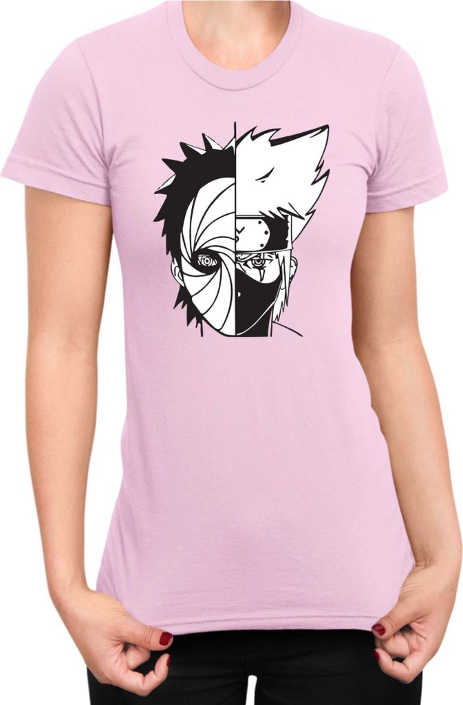 Damen T-Shirt Naruto Kakashi Vs Obito, Lady L / Hellrosa