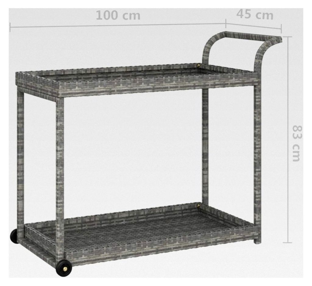 Barwagen Grau 100 x 45 x 83 cm aus Poly-Rattan
