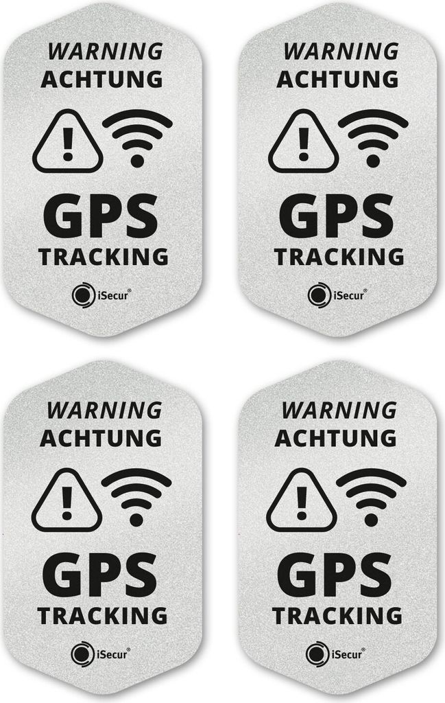 iSecur 4er GPS Tracking Aufkleber Set I 3 x 5 cm I Warning Produktbild 