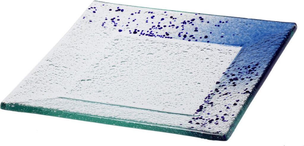 Glasteller Schale Tischdeko quadratisch Design Max Fusing Glas ca. 15x15cm Handmade Blau