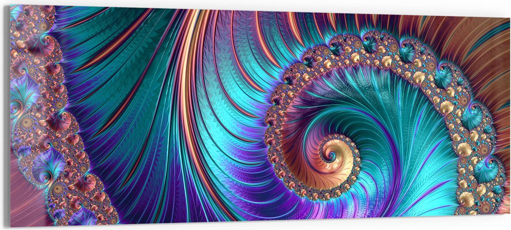 DEQORI Glasbild Acryl 125x50 cm 'Fantasievolle Farbspirale' Wandbild Bild modern Deko