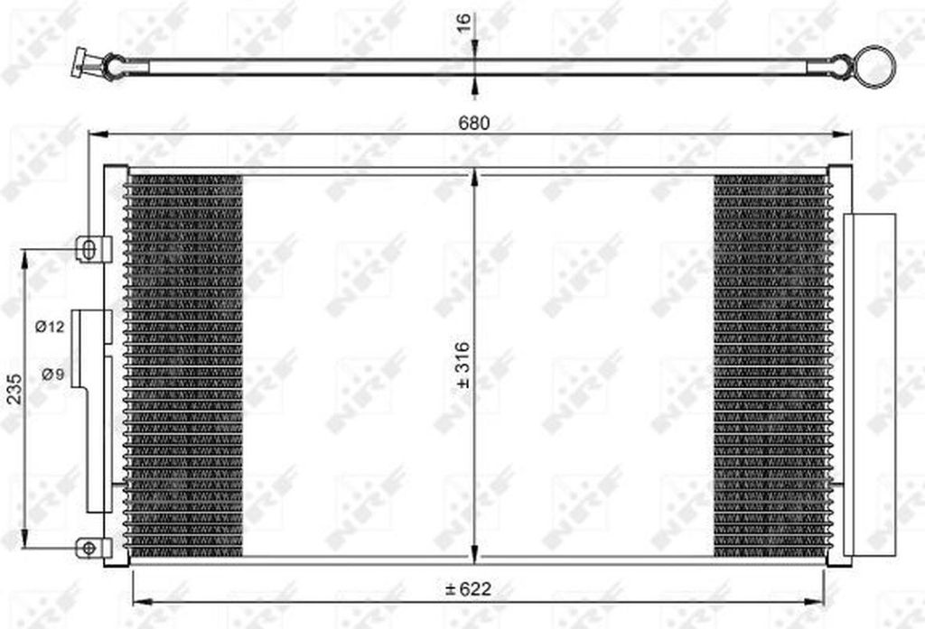 Kondensator Klimaanlage mit Dichtring NRF für u.a. ABARTH 500 595 695