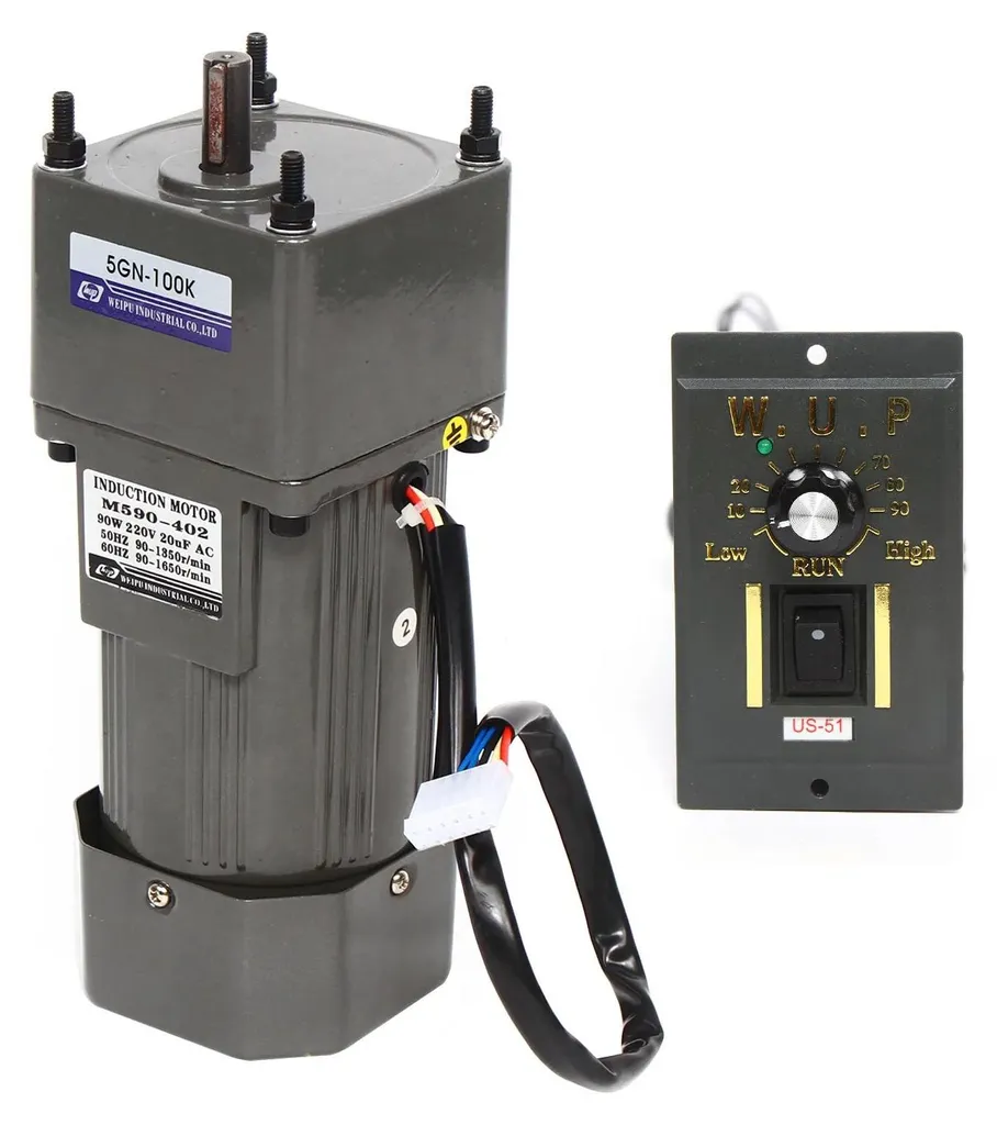 Moteur à engrenages monophasé 90W 240V avec régulation de vitesse 0-13 tr/min