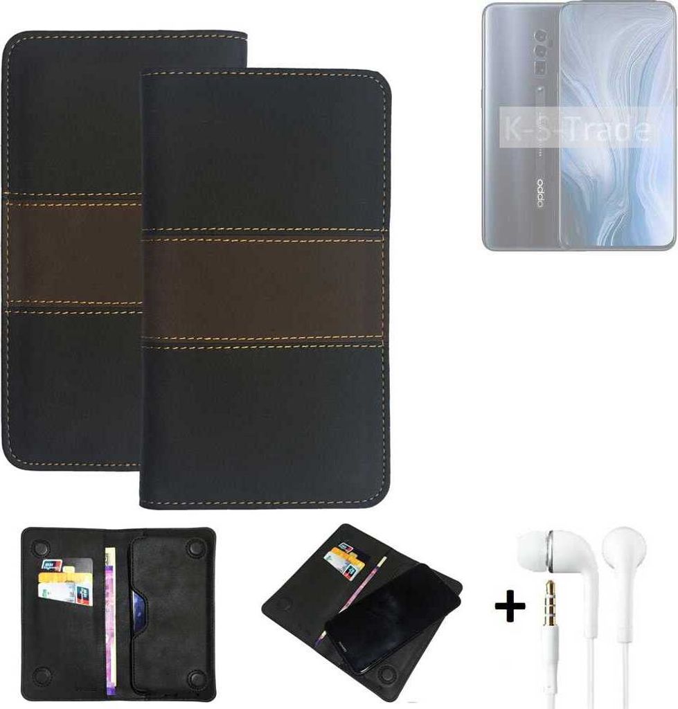 K-S-Trade Handyhülle + Kopfhörer kompatibel mit Oppo Reno10 Global Schutzhülle Walletcase Bookstyle Tasche Schutz Case Hülle Wallet Cover
