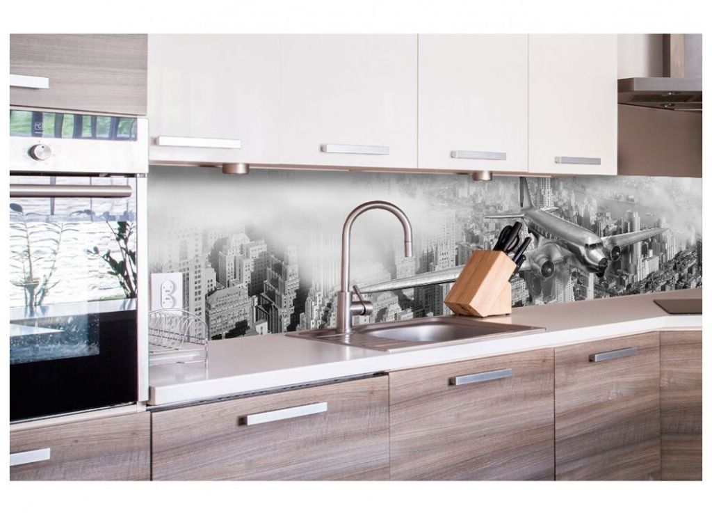 Küchenrückwand Folie selbstklebend FLUGZEUG 260 x 60 cm - Klebefolie - Dekofolie - Spritzschutz für Küche -