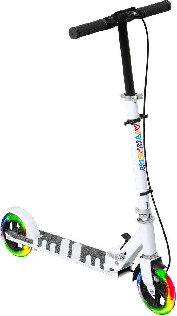 Kinderroller, Doppelte Bremsen, Metallrahmen, Fußstütze, faltbar, 3-8 Jahre, Weiß