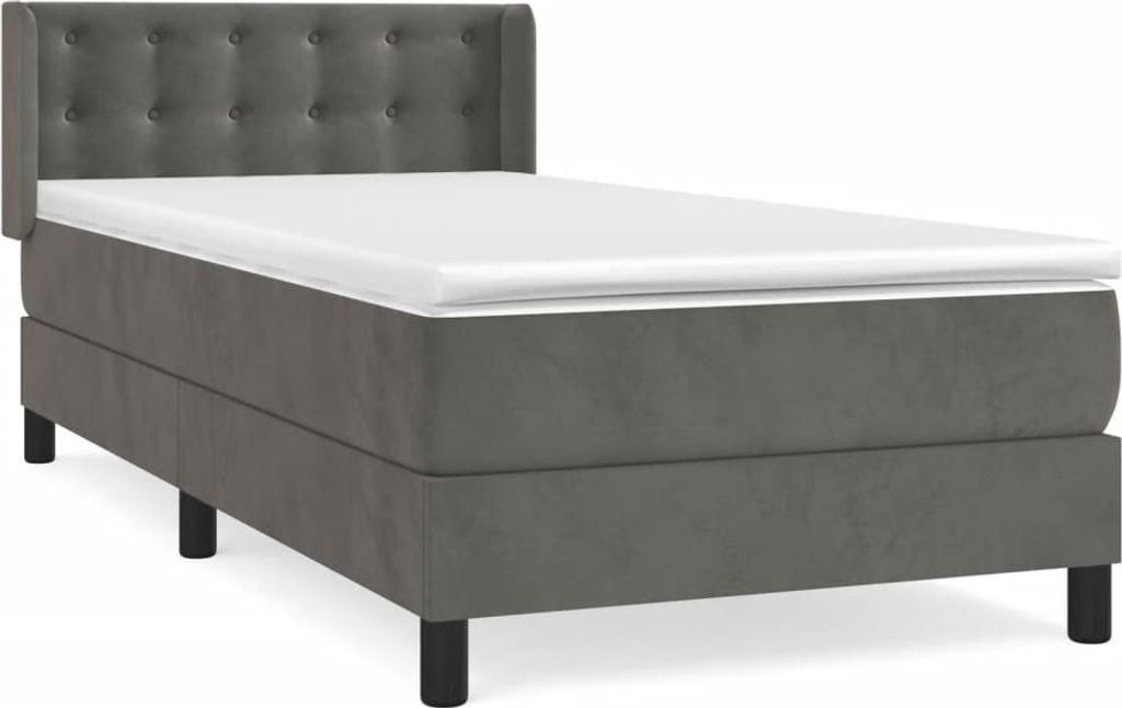 vidaXL Boxspringbett mit Matratze Dunkelgrau 90x190 cm Samt Produktbild 