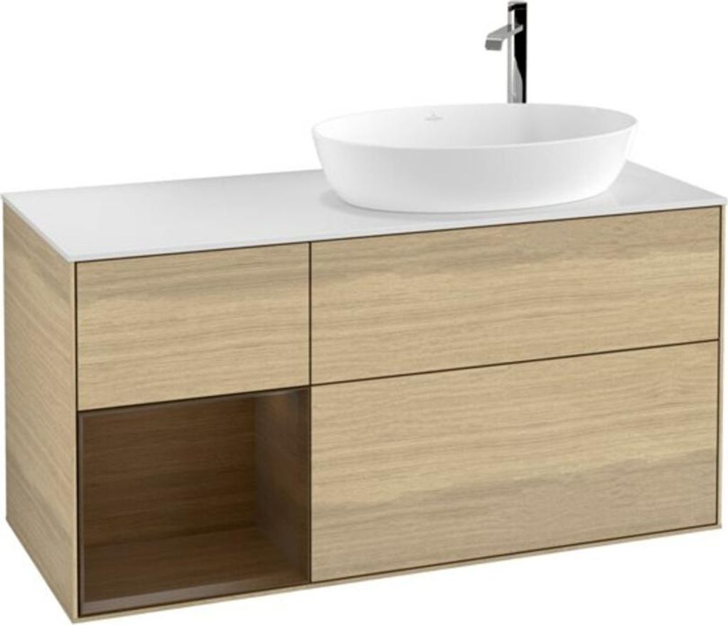 V&B Waschtischunterschrank Wandbeleuchtung Finion 120cm, Pl wh. m, Reg wal ven, Oa ven