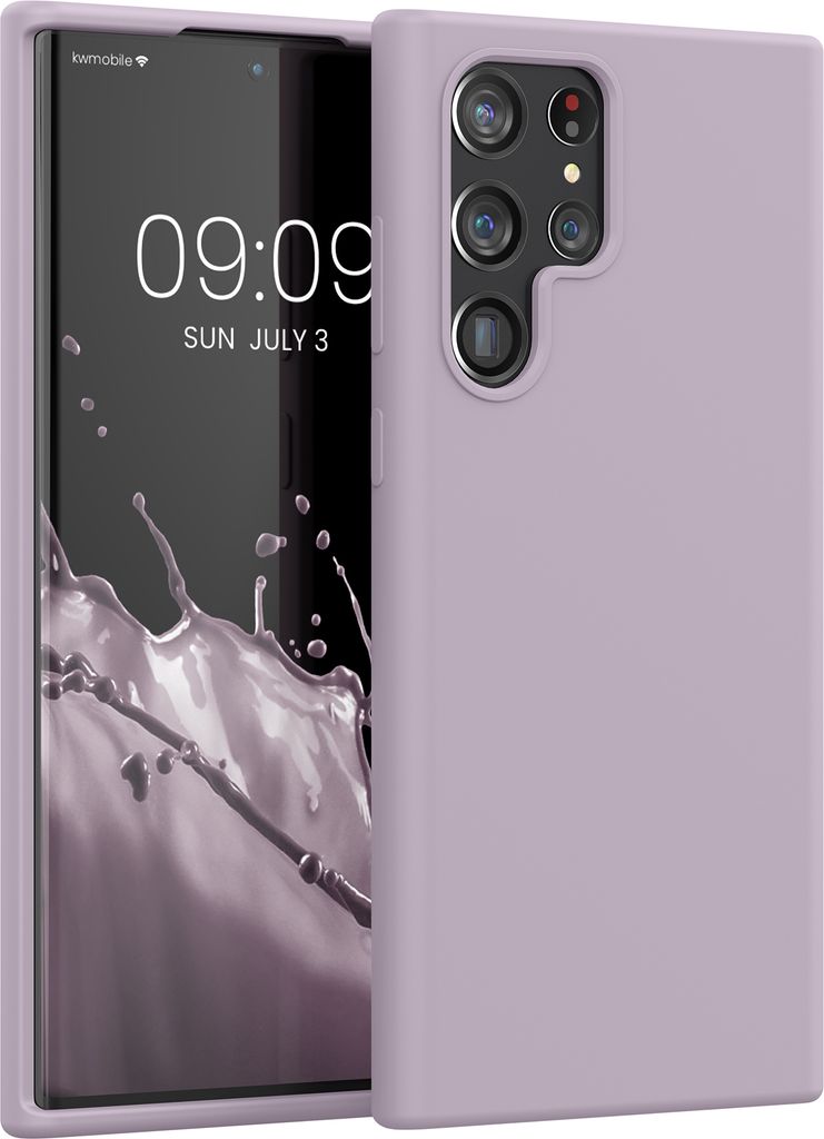 kwmobile Hülle kompatibel mit Samsung Galaxy S22 Ultra Hülle - Silikon Handy Case - Handyhülle weiche Oberfläche - kabelloses Laden - Purple Cloud