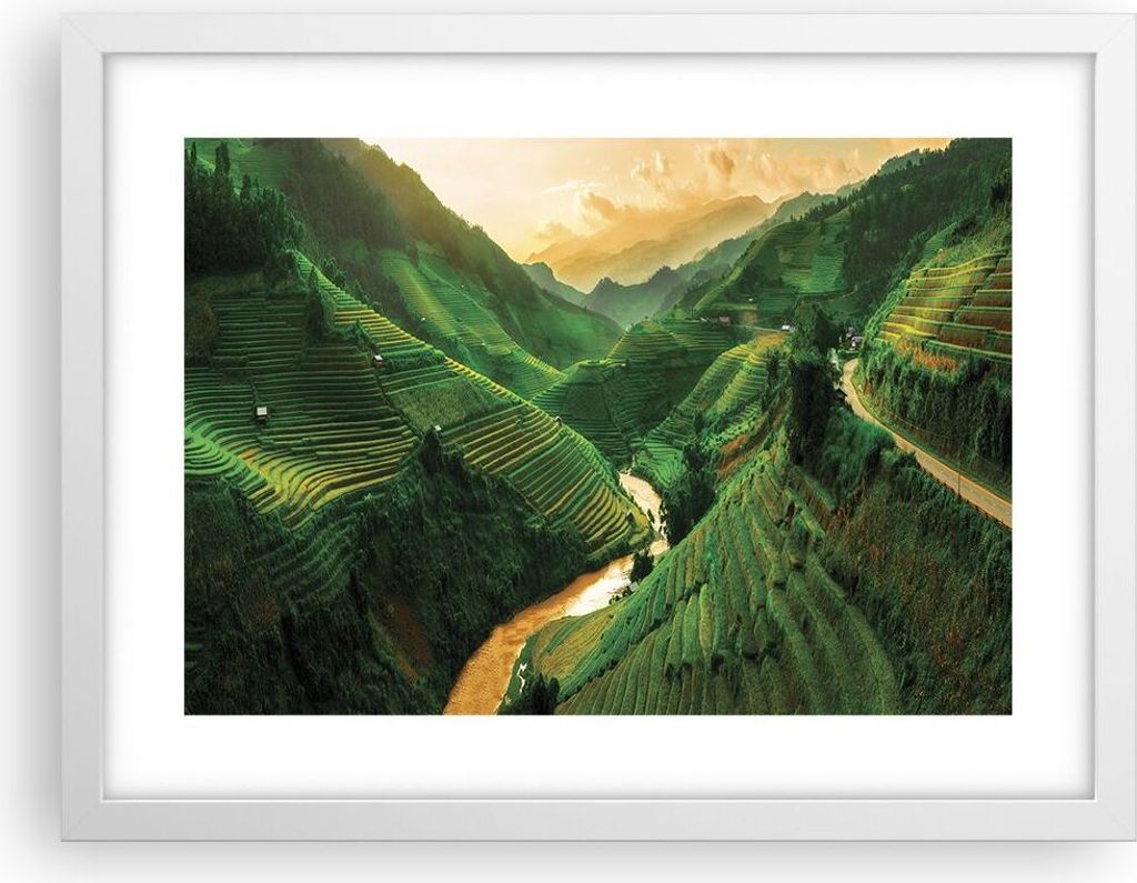 Gerahmtes Poster - Weißer Rahmen - Klappe Reis Vietnam - 40x30 cm - Wand Bild - Wanddeko - Wandbilder - Kunstposter - Wandposter - Bilderrahmen - ...