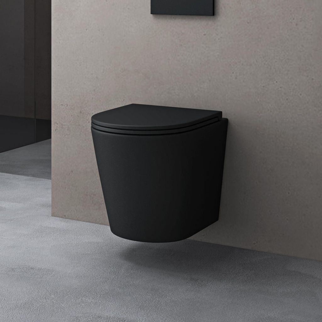doporro WC Suspendu Gris Noir Mat Cuvette Céramique Image du produit 