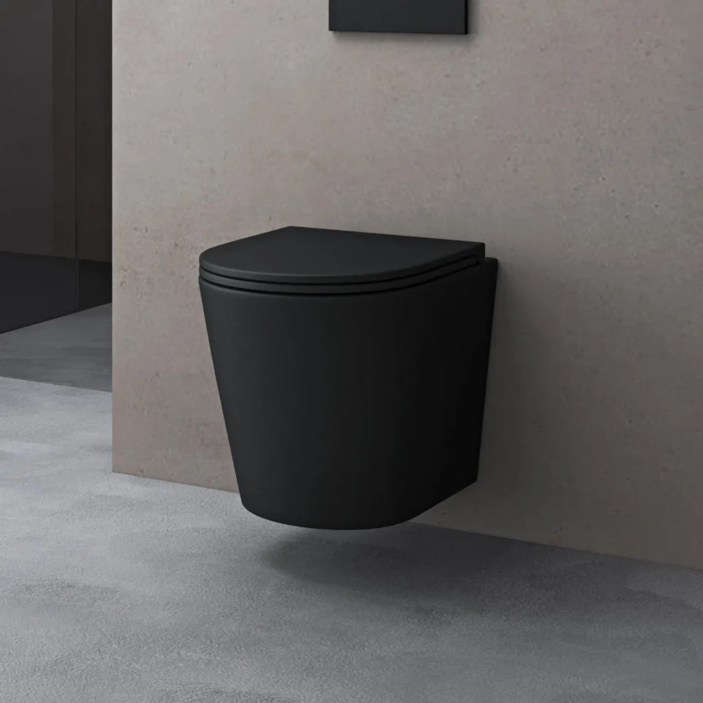 WC Suspendu Anti-Bruit et Facile à Nettoyer en Céramique Gris Anthracite