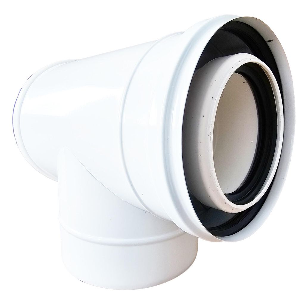LAS T-Stück PP Ø 60/100 mm mit Revision Brennwert konzentrisch Gastherme