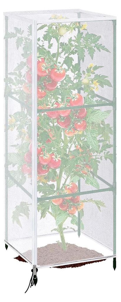 Gartennetz, Pflanzenschutz, quadratische Tomatenkäfigabdeckung, atmungsaktives Netzgewebe, Insekten- und Vogelschutznetz mit Reißverschluss und K...