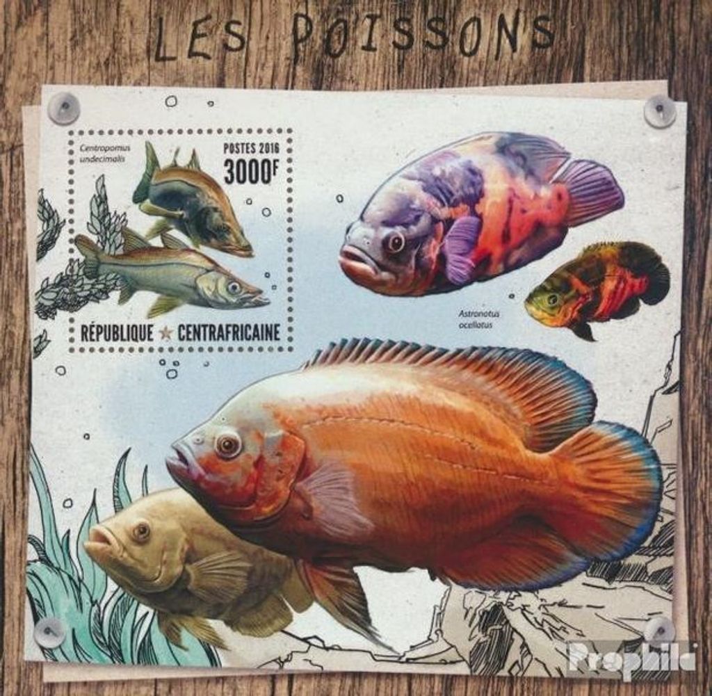 Briefmarken Zentralafrikanische Republik 2016 Mi Block 1539 (kompl. Ausgabe) postfrisch Fische