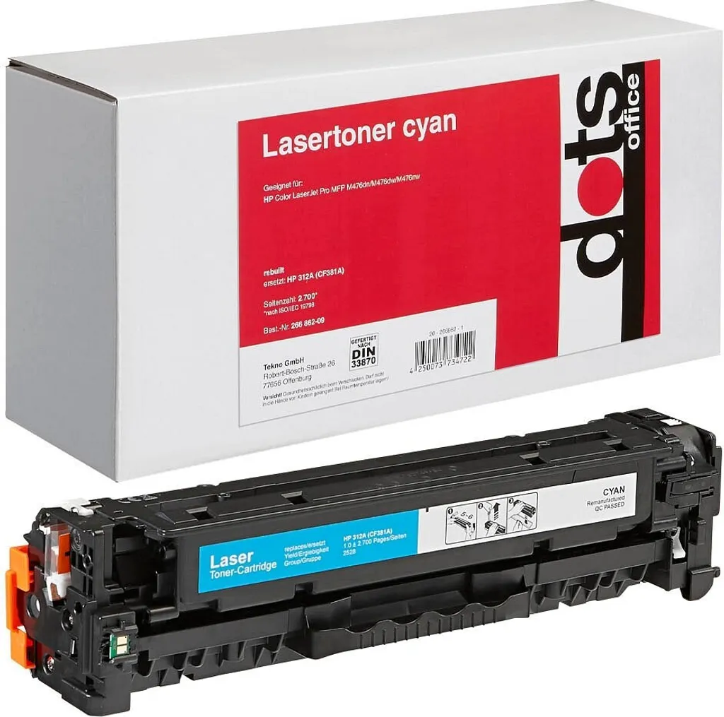 Toner Cyan DOTS 2528,0003 Compatible HP 312A CF381A Haute Qualité