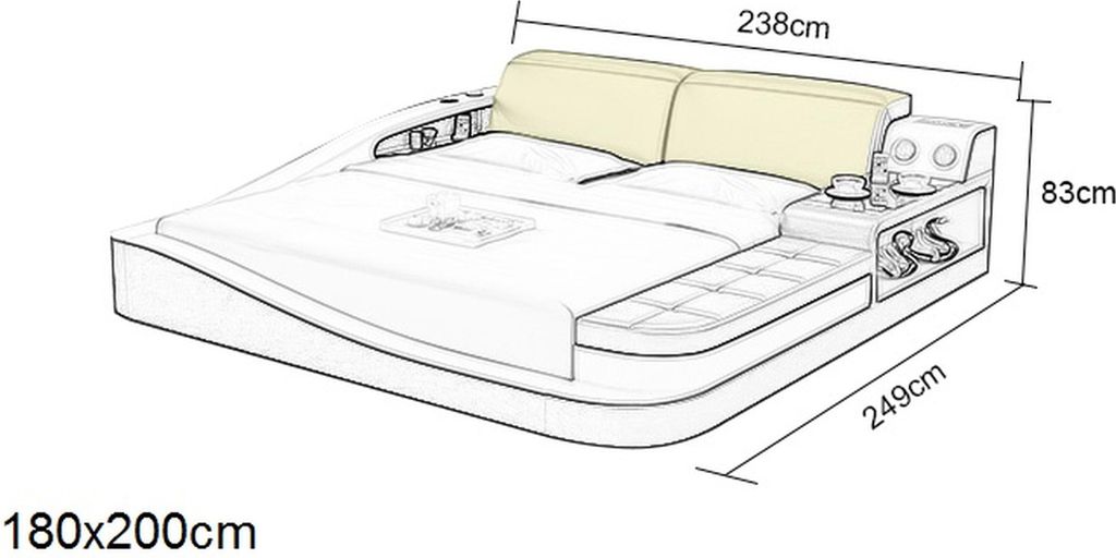 Luxus Schlafzimmer Bett Polster Design Leder Doppel Hotel Betten Textil 180x200