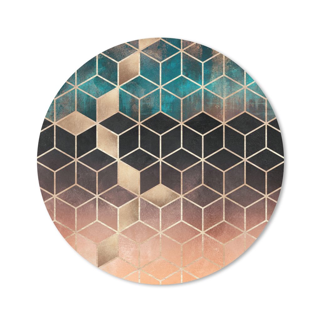 MuchoWow Mauspad Mousepad Abstrakt - Würfel - Gold - Muster - Luxus 40x40 cm - Mousepads - Maus Mat - Pad - Mausunterlage - Schreibtisch Accesso...